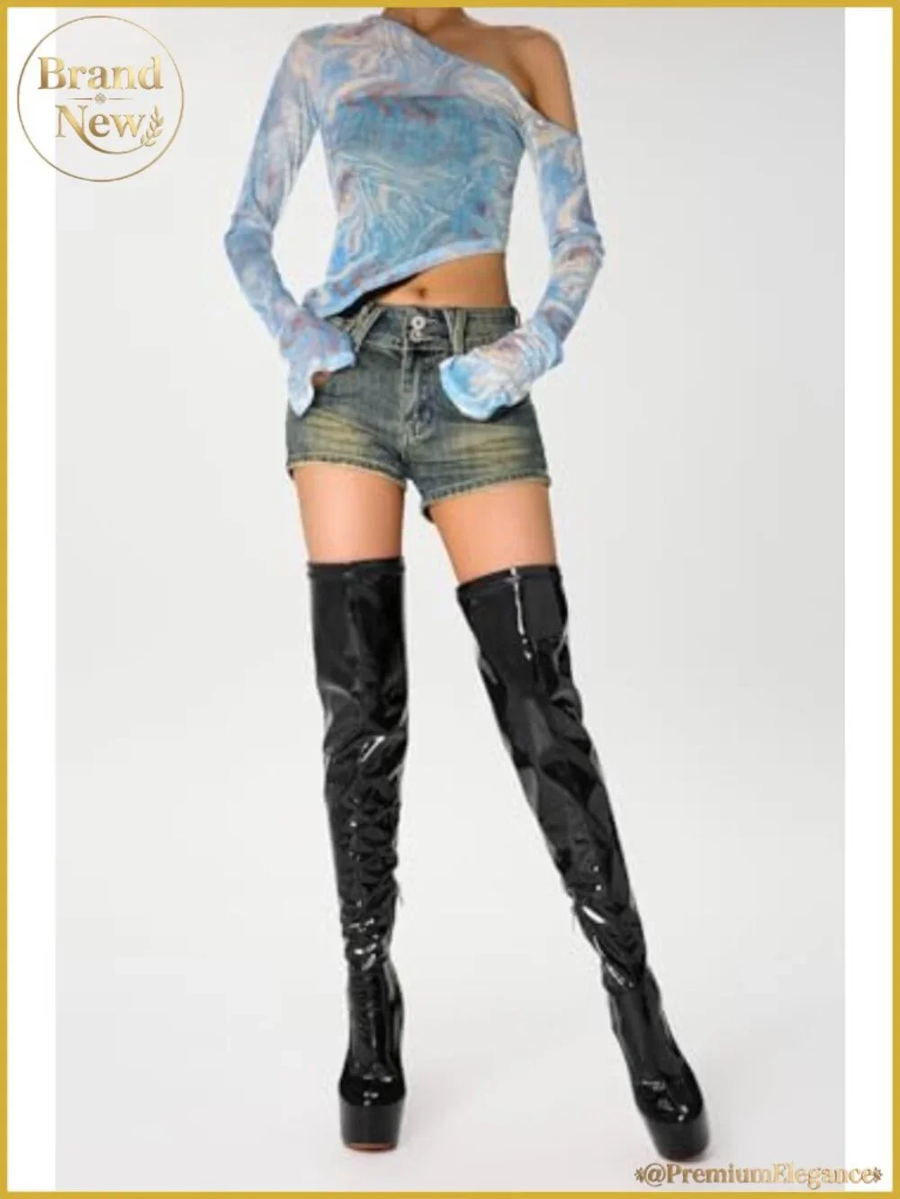 Patent Leather Over The Knee Stiletto Platform Boots